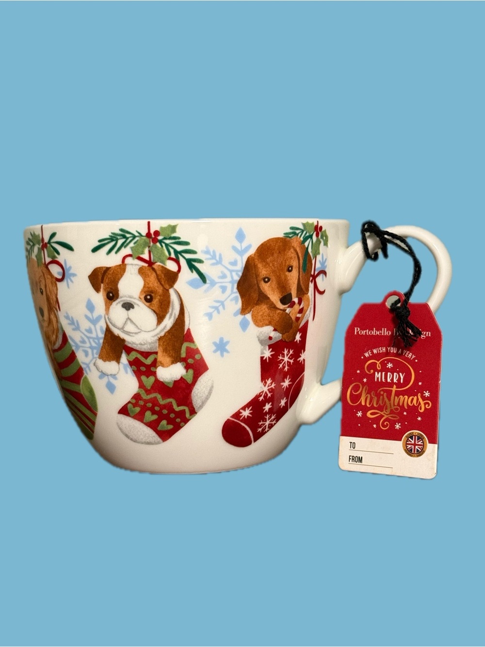 Portobello by Design Christmas Puppy Mug - NWT. 18 oz England Germany